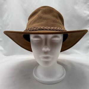 Barmah 1025 Squashy Suede Brown Wide Brim Hat Adult Size L Made In AUSTRALIA
